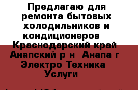 Предлагаю для ремонта бытовых холодильников и кондиционеров  - Краснодарский край, Анапский р-н, Анапа г. Электро-Техника » Услуги   